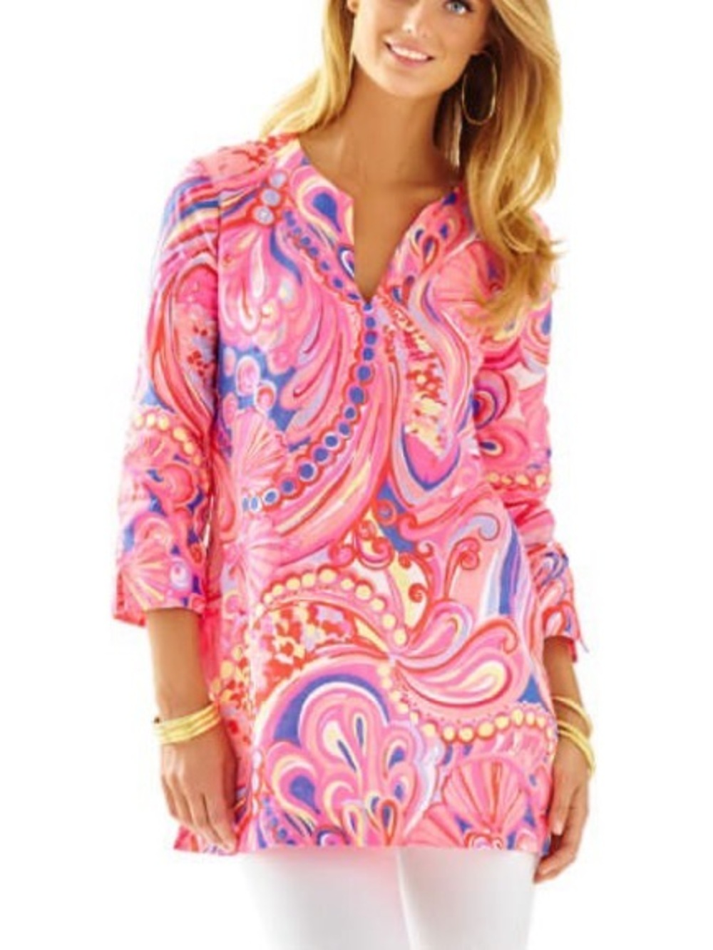 Lilly Pulitzer Reef Retreat Linen Tunic Top - Small